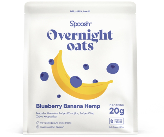 Spoosh Overnight Oats  Blueberry Banana Hemp